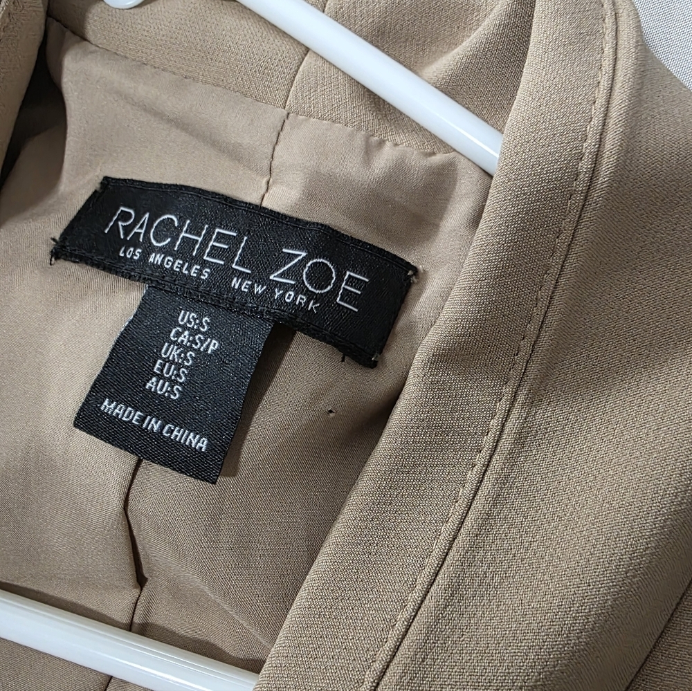 Tahari ASL Neutral Beige Collarless Long Trench Coat - Picture 7 of 7